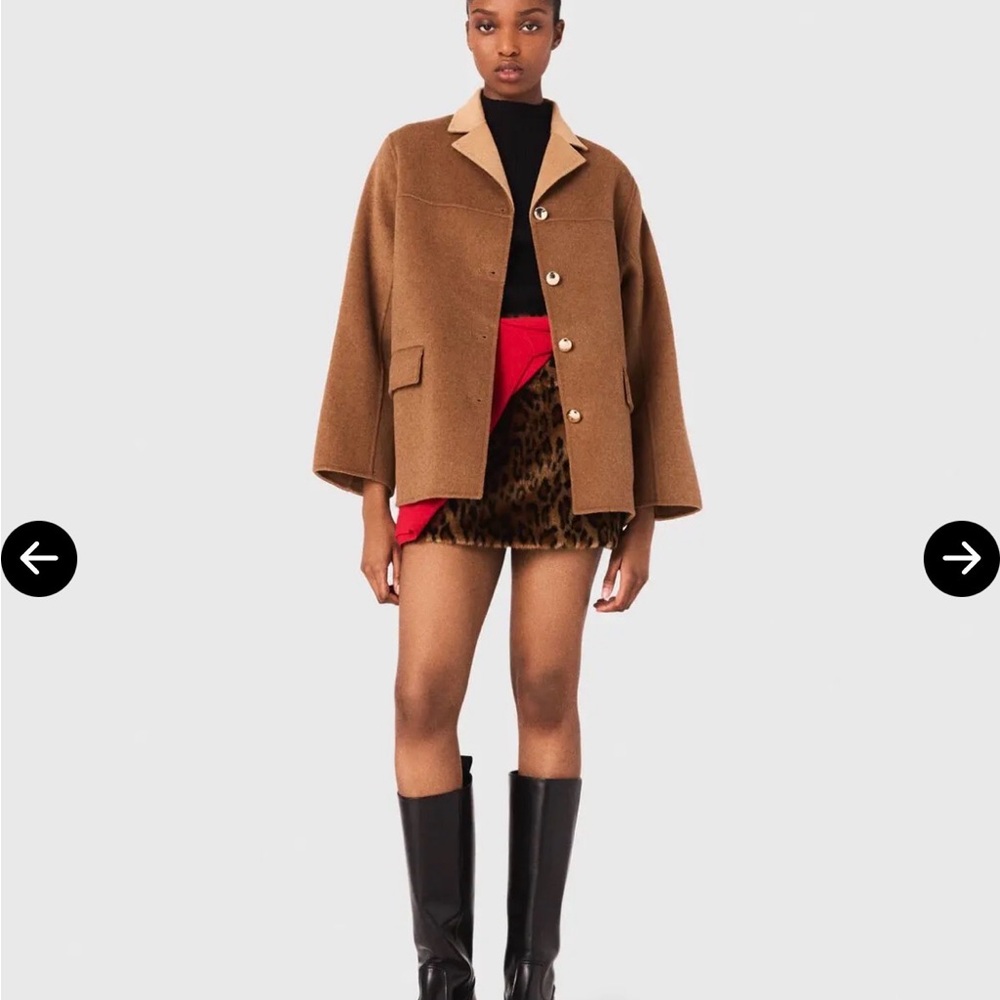 Maje Double-faced mid-length coat with contrasting collar
